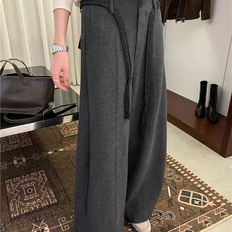 2025 Autumn Winter New Fashion Woolen High Waist Slimming Versatile Wide Leg Pants