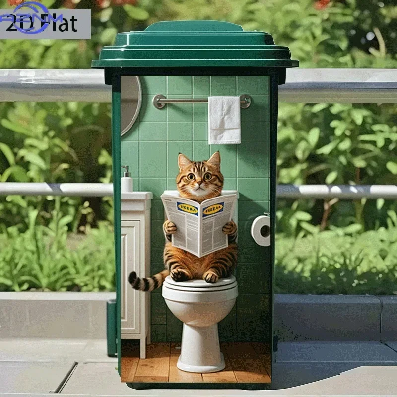 Bin Decor Art Sticker 2D Printed Trash Can Waste Bin Pattern Decal