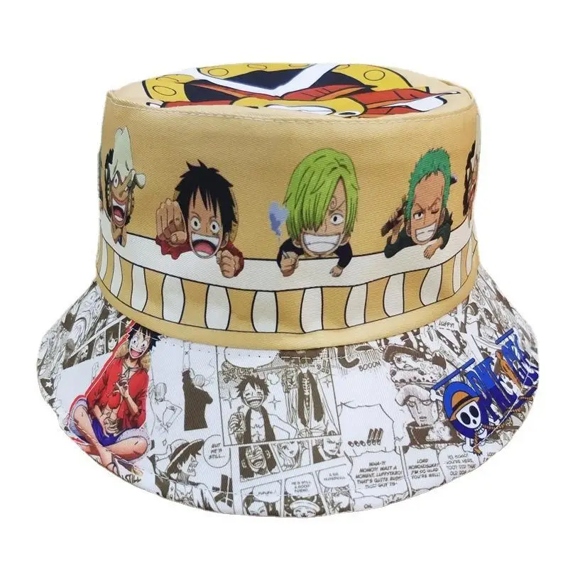 One Piece Fisherman's Hat Anime Staw Hat Crew Sun Hat Cartoon Girl Boys Printing Basin Hat Hiphop Hat Summer Fashion Wholesale