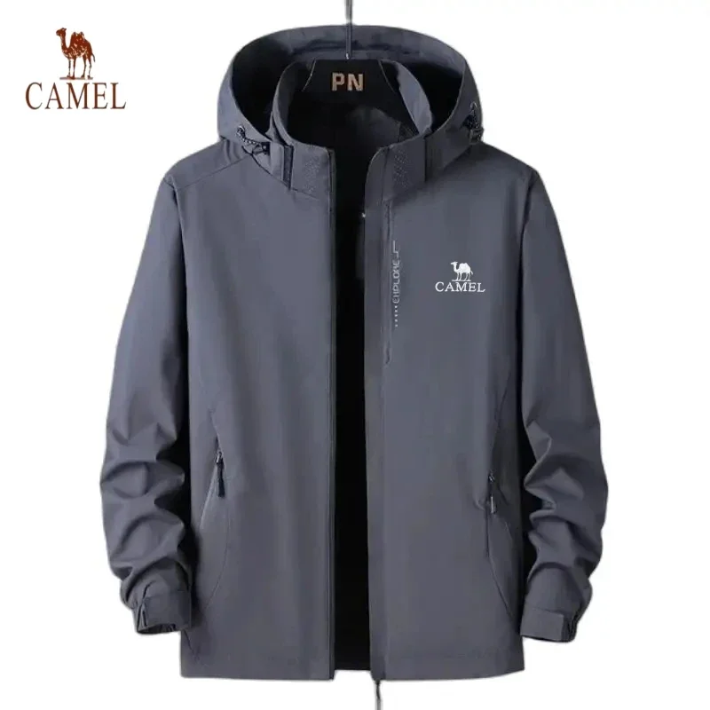 Chaqueta cortavientos con capucha para hombre, abrigo de talla grande a prueba de agua, prendas de vestir de gran tamaño, sudaderas de Camping, chaquetas de senderismo, ropa de otoño