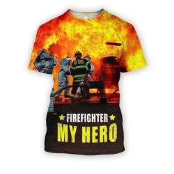 Proud Firefighter Fire Rescue T Shirt Men Tops Cosplay Fireman Costume T-shirt 3D Print Firefighters Streetwear Tee Shirts Cloth