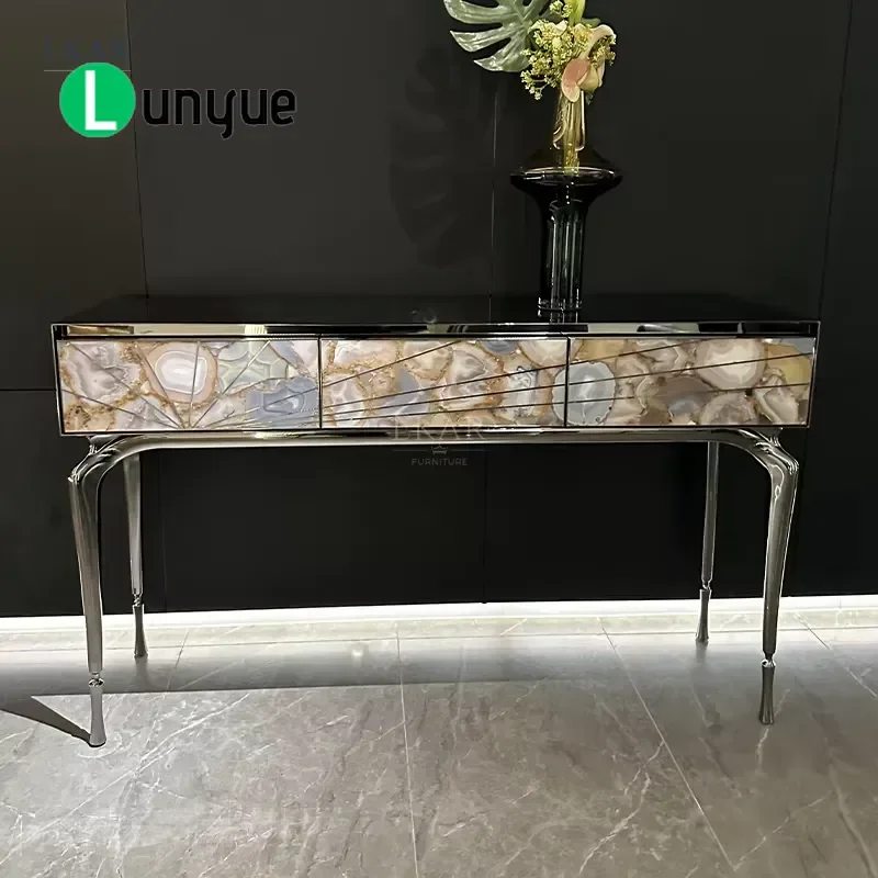 Elegant Crystal Art Foyer Cabinet Deluxe Console Table for Entrance Hallway Access Luxury Storage Furniture Home Decor