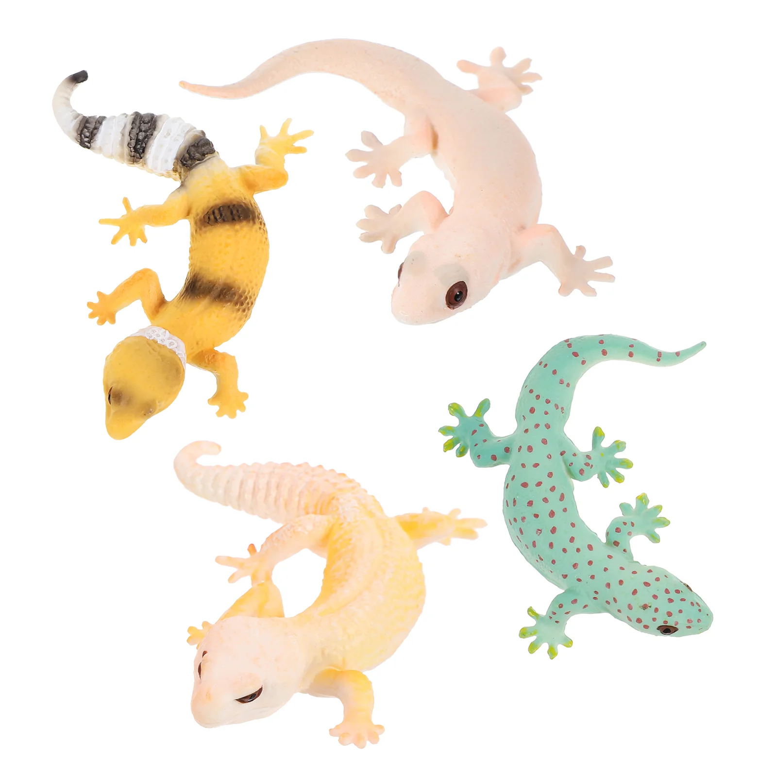 4pcs Mini Gecko Figures Realistic Reptile Gecko Figurines Educational Prop Cognitive Gecko Models Simulation Gecko Figurine