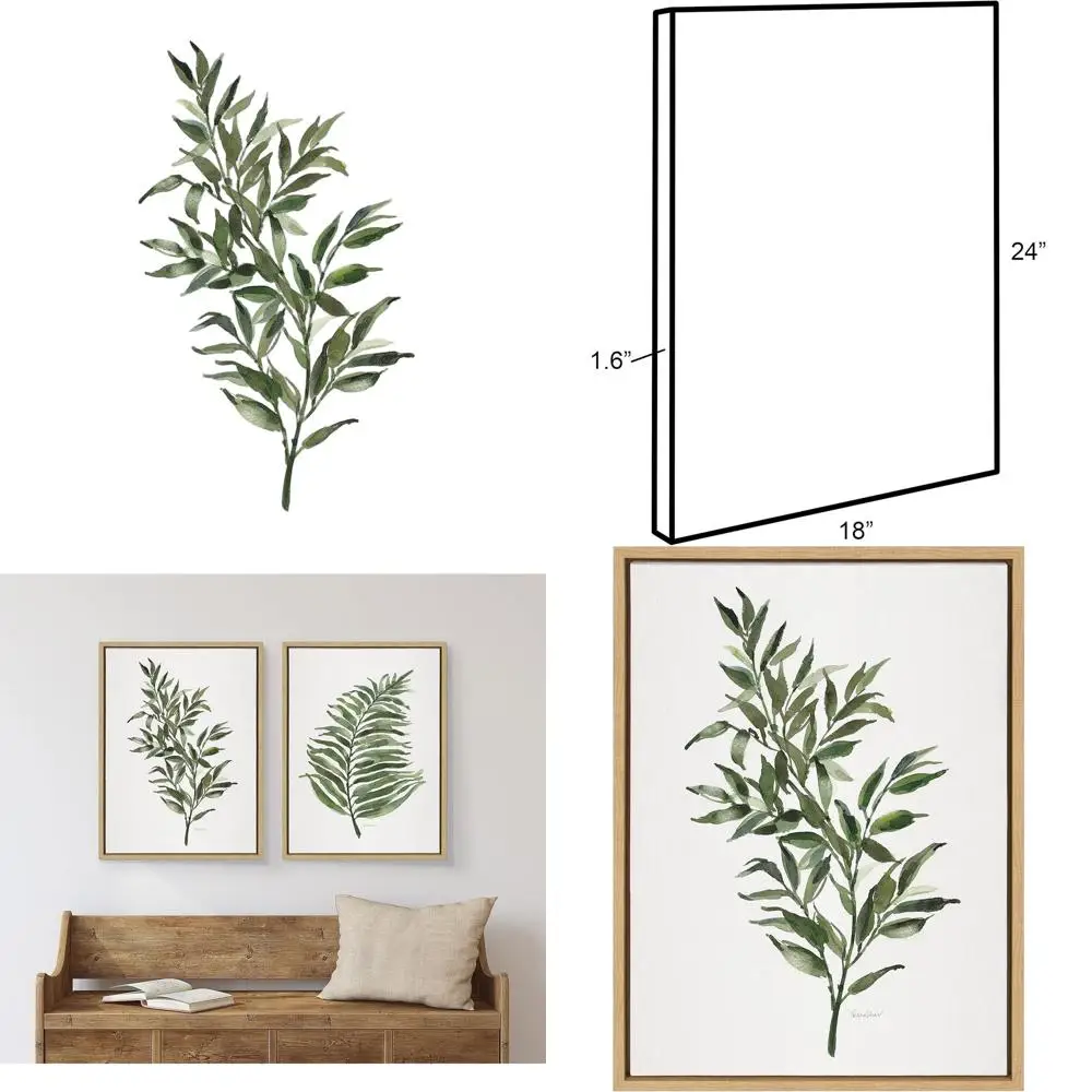 

Patricia Shaw's Sylvie Ruscus Framed Art, 18x24, Natural Wall Decor, Nature Canvas