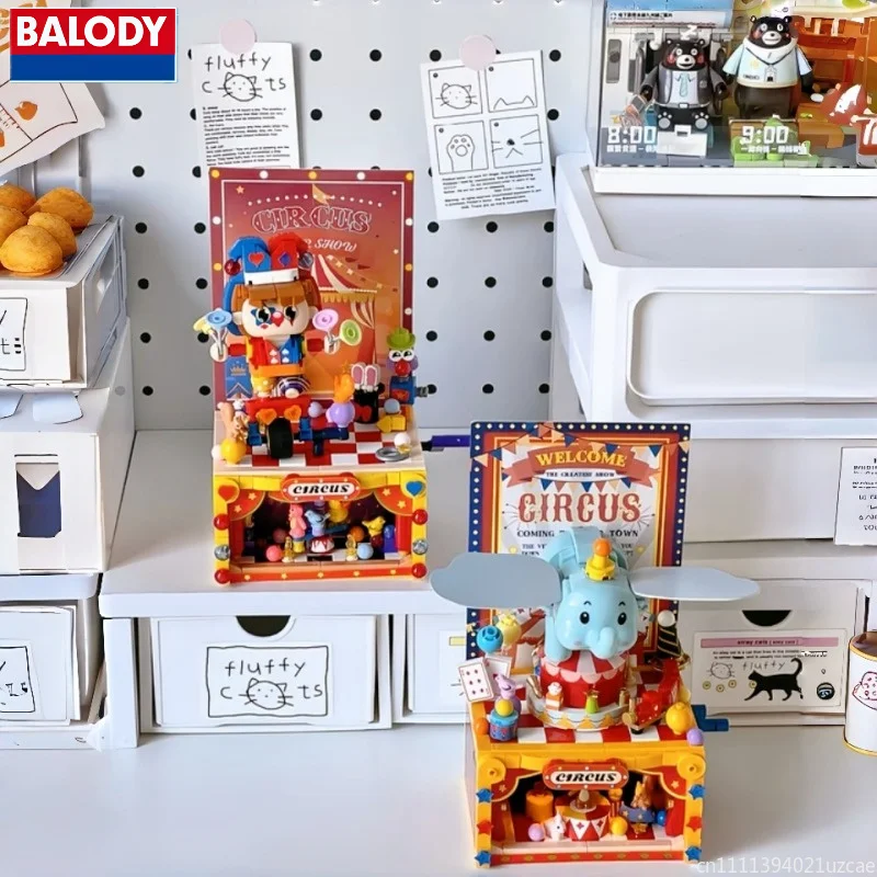 BALODY Circus Clown DIY Assembly Building Blocks Model Desktop Ornament Circus‑Themed Hobby Collectible Festival Display Gift