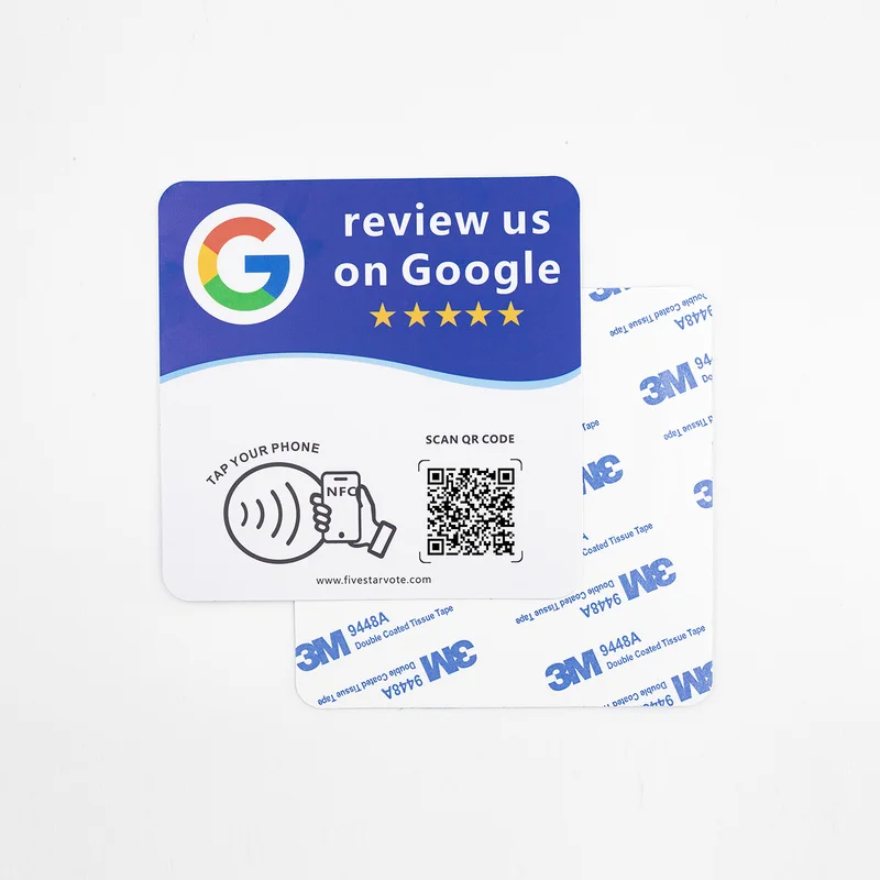 NTAG215 Google Review NFC Sticker 13.56MHz Tap To Review Editable Dynamic QR Code Ultra Thin 0.2cm For Business Customer Feedbac