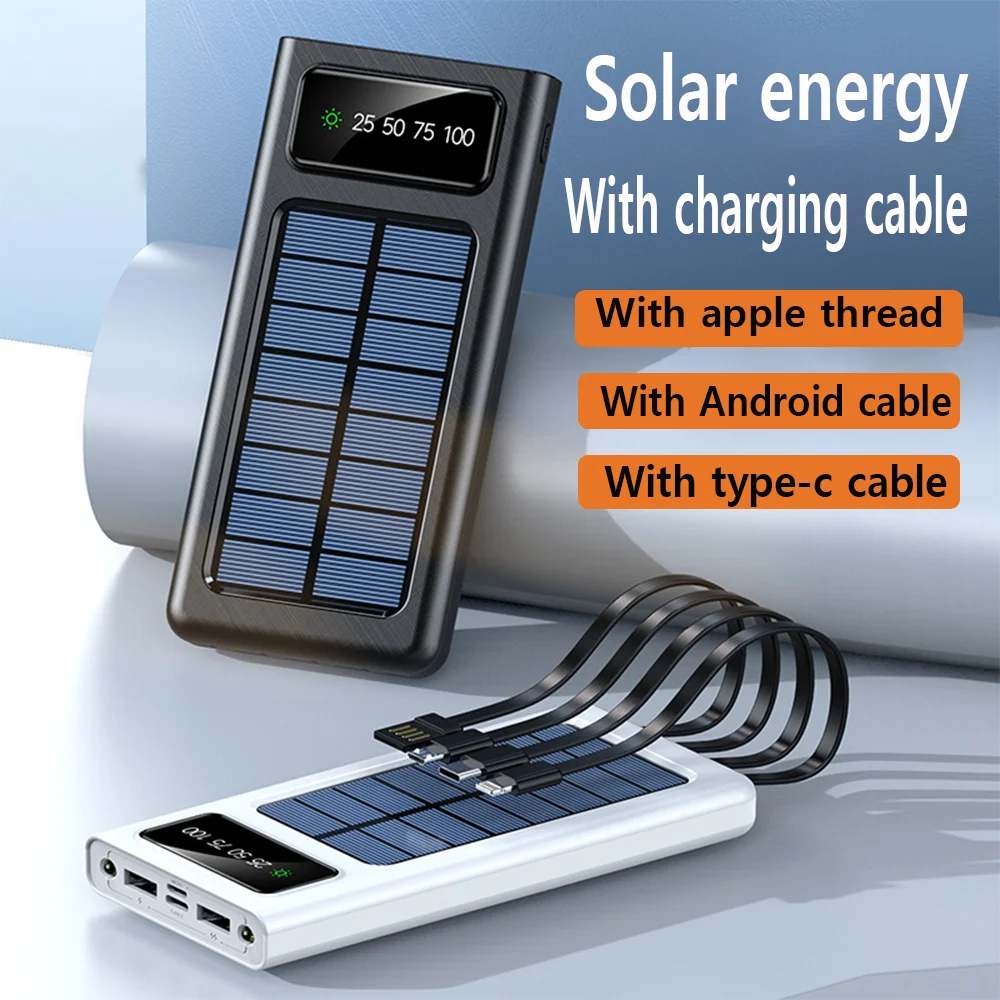 Mobile Power 20000/30000mAh Mobile Charger External Battery Portable Fast Solar Charger for iPhone Android Type