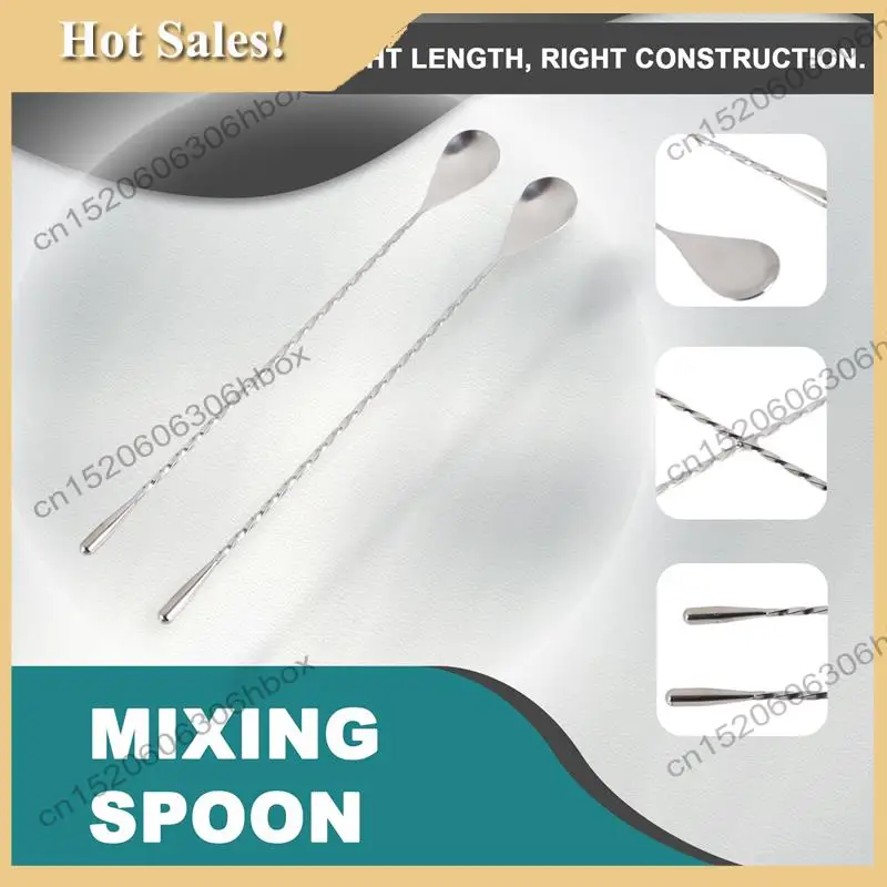 

-HOPE Mixing Spoon Stainless Steel Set Of 2 Professional Cocktail Bar Tool (12 Inches) Japanese Style Teardrop End Design