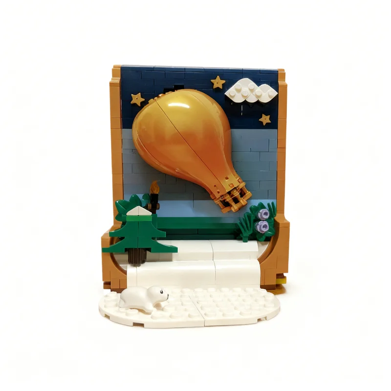 484 Piezas MOC Icons Ride Santa S Golden Balloon, Modelo Alternativo de Bloques de Construcción, Juguetes de Arquitectura, Idea de Regalo de Navidad, Educación