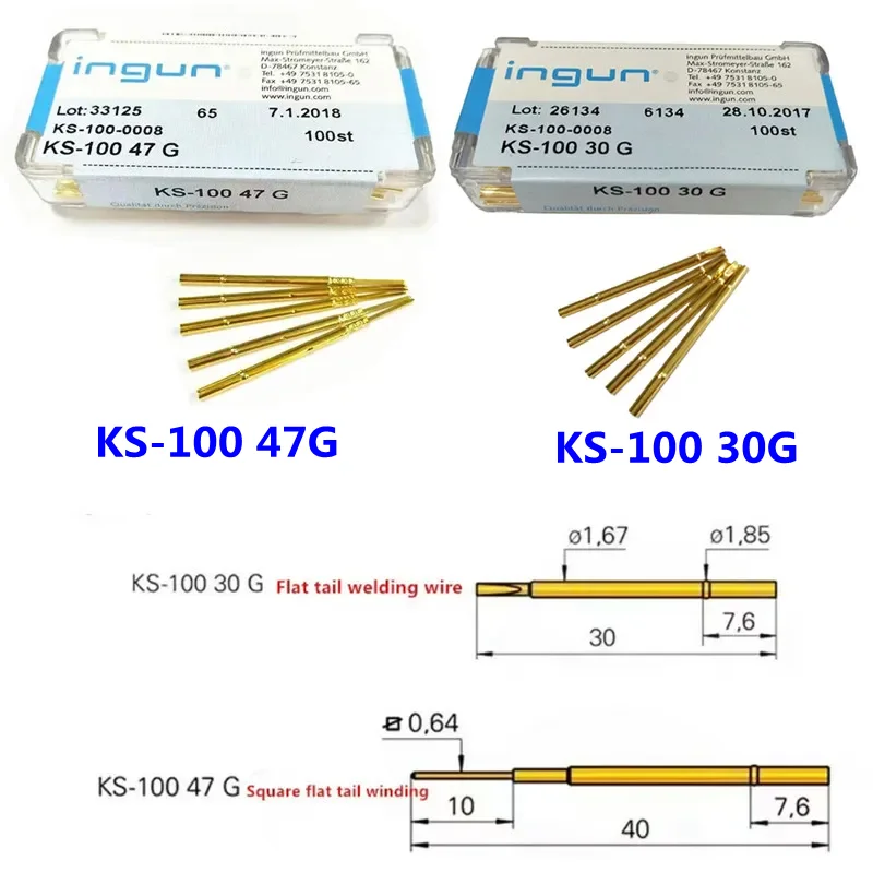 100PCS/box INGUN Test Socket GKS100 30G/KS-100 47G 1.7mm Winding Header