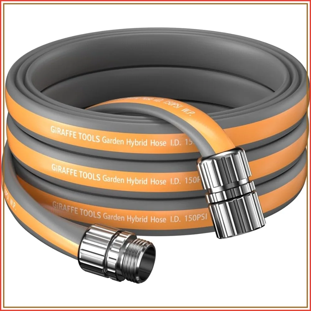 

25FT Garden Hose, 5/8" Lightweight No-Kink Flexible Water Hose with Aluminum Fittings, Customizable Length for Yard