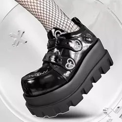 Designer Punk Solid Color Round Toe Women High-Heeled Shoes Spring and Autumn Japanese Style High-End Sweet Cute Platform Shoes