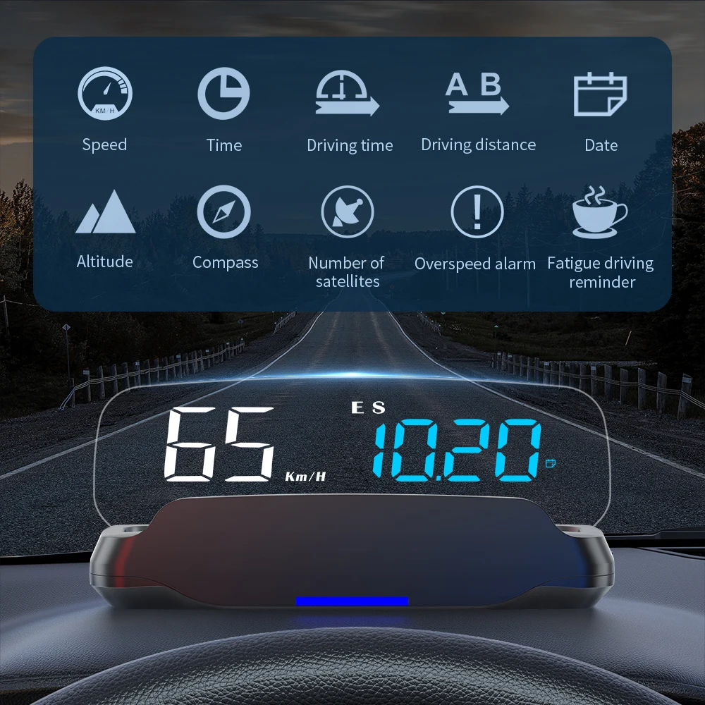 Geyiren C7 HUD projektor do przedniej szyby GPS prędkościomierz cyfrowy nadające się do wszystkie samochody wyświetlacza przeziernego GPS Alarm