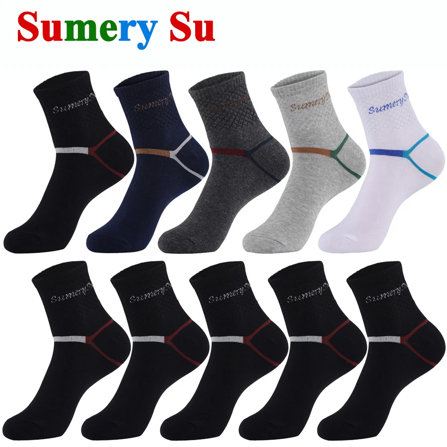 Men's Cotton Running Socks 5 Pairs, Breathable Athletic Cushion Socks for Outdoor Hiking Camping Travel, Great Gift for Husband