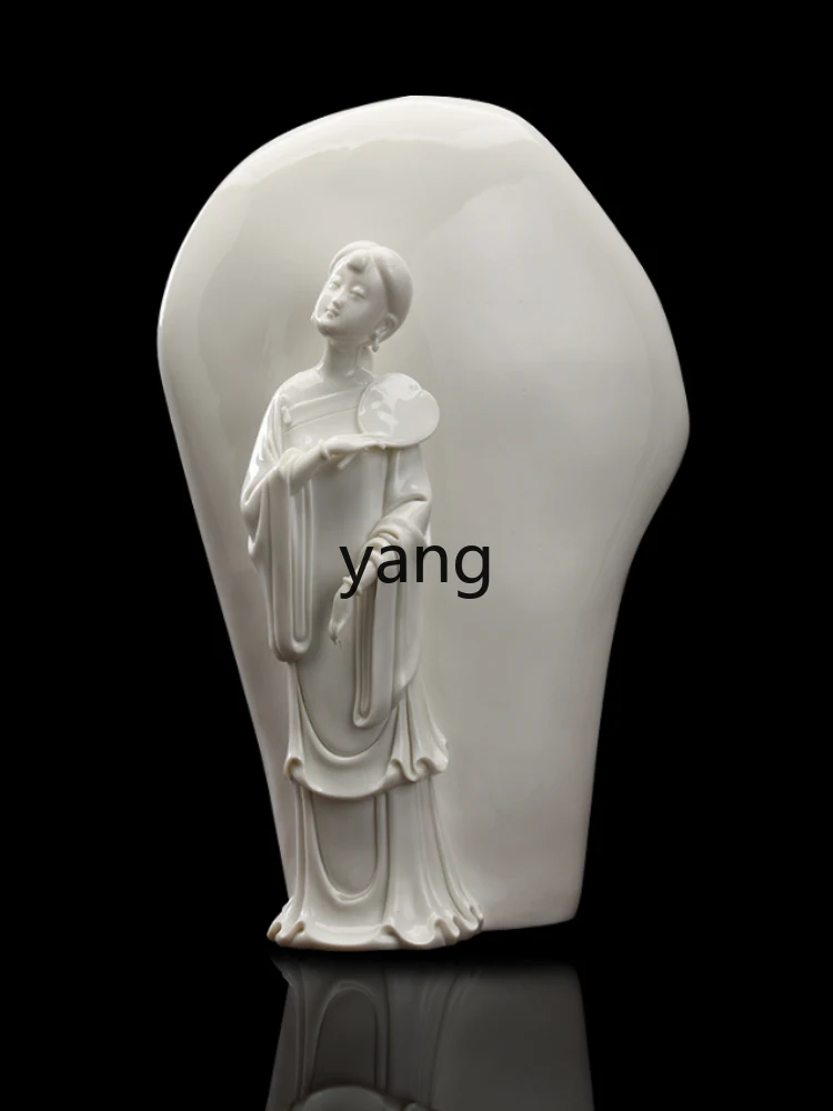 Yjq White Porcelain Classical Lady Beautiful Girl Decoration Soft Decoration Art Collection Housewarming Gift