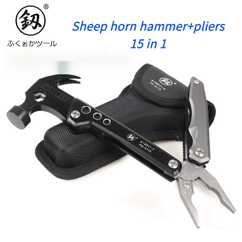 

Camping Hammer Multitool, Survival Gear 15 In 1 Stainless Steel, Portable, Safety Locking Camping Accessories with DurableSheath