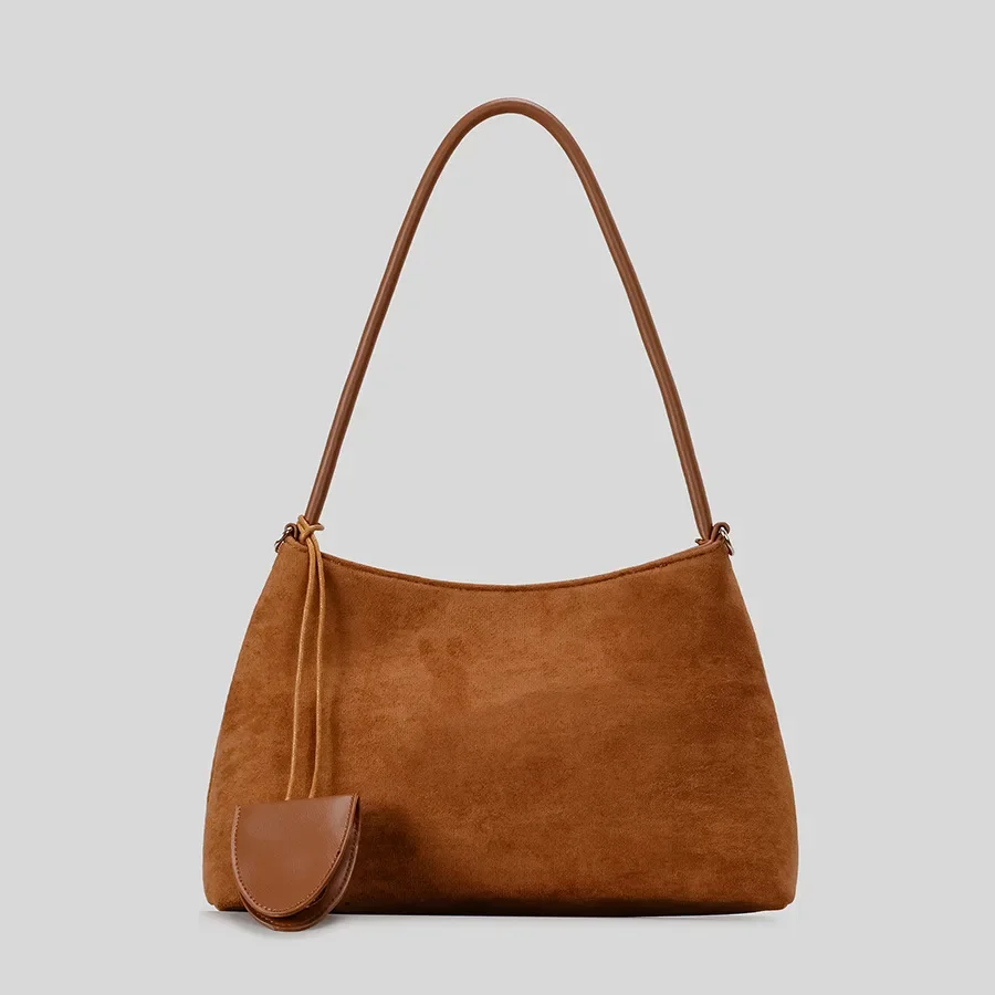 

Винтажная сумка подмышки из искусственной замши, осень-зима 2022, новые женские сумки на плечо, сумки Maillard из искусственной кожи, маленькие сумки-тоут