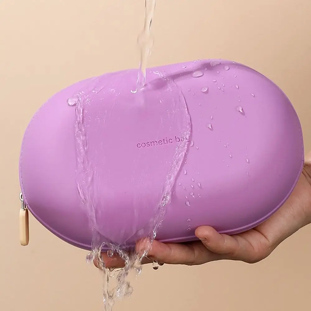 

Large Capacity Silicone Cosmetic Bag Waterproof Zipper Closure Makeup Pouch Dust-proof Space Saving Coin Purse Jewelry