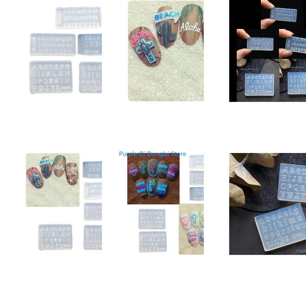 L21E 5Pcs Letters Numbers Silicone Molds Art Carving Mold Suitable for Diy Decoration Supplies Template Tool