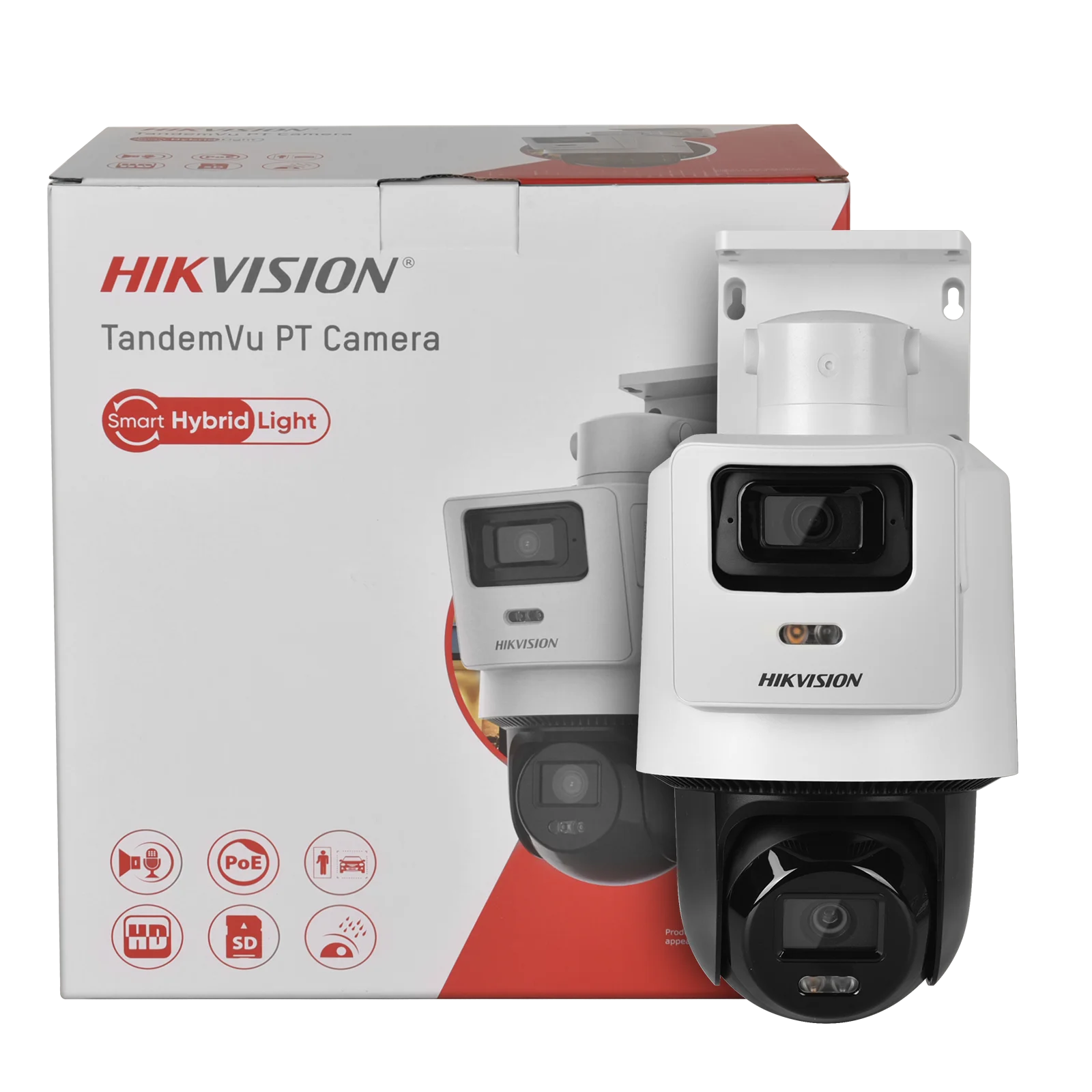 Hikvision PT Camera 4MP DS-2SE2C400MWG-E/14 Smart Hybrid-light Menselijke detectie TandemVu 4MP + 4MP POE Camera Ingebouwde microfoon Luidspreker - afbeelding 2