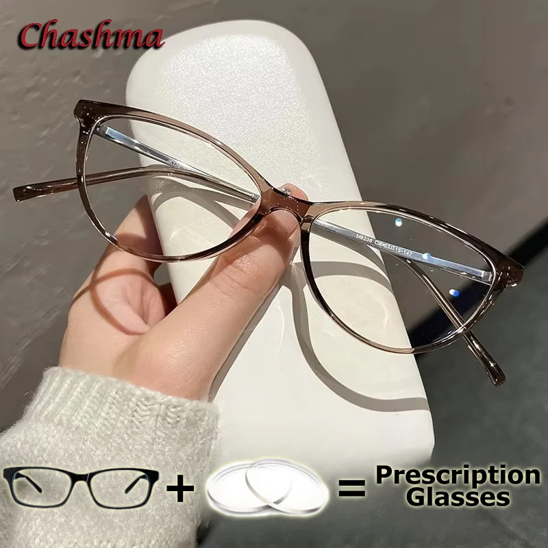 Women Prescription Lenses Optical Myopia Glasses Cat Eye TR90 Light Computer Working Progressive Eyewear Reading Glasses