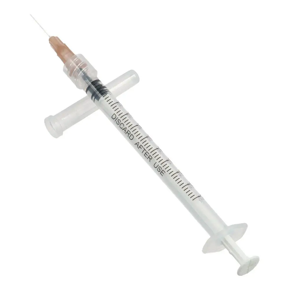 Plastic Manual Push Syringe Scientific Labs 1ml/cc With Cap Feeding Device 25Ga Straight Tip Needle