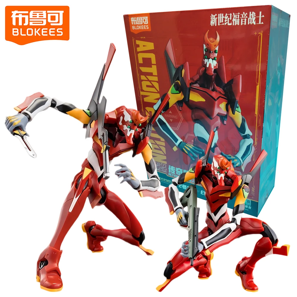 

BLOKEES Genuine Neon Genesis Evangelion Action Figures EVA-02 Assembled Model Desktop Ornaments Decoration Toys Surprise Gifts