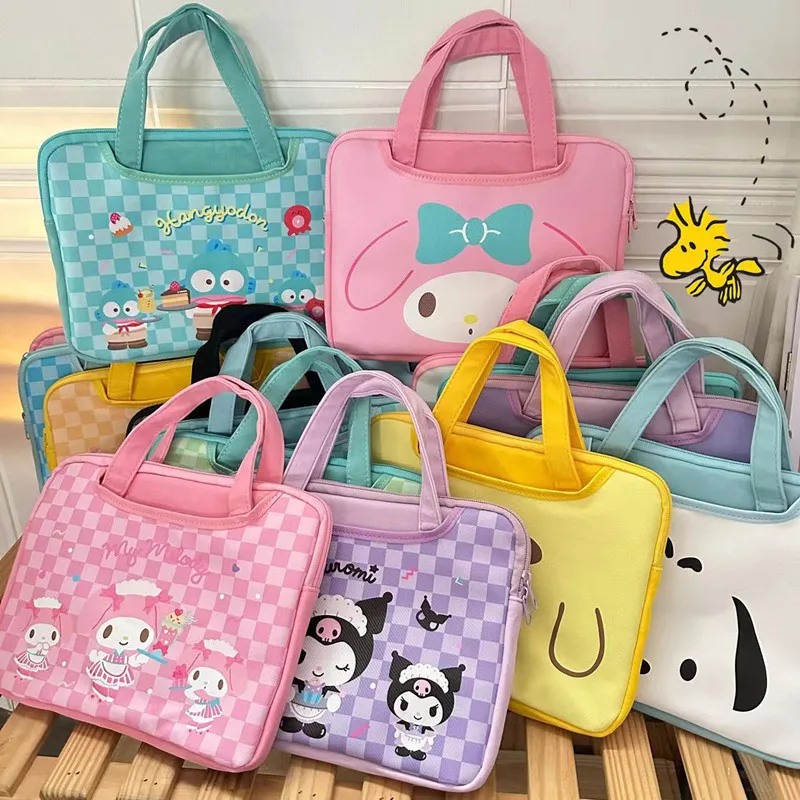 

Cute Sanrio Anime Hello Kitty My Melody Cute Cartoon Tablet Bag Woman Creative Ipad Storage Bag New Multi-Functional Laptop Case