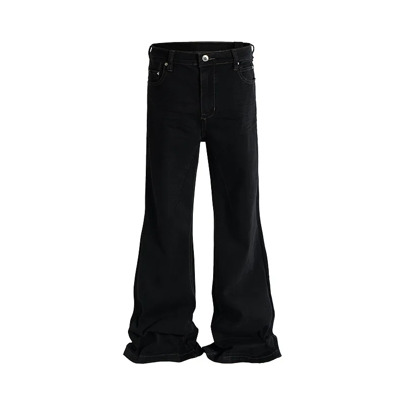 

Rick high-end streetwear brand RO style loose-fitting black stretch casual jeans