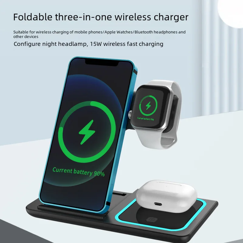 Applicable to Watch Headset Three-in-One Folding Wireless Electrical Multi-Function Magnetic Wireless Mobi