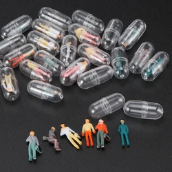 50pc Plastic Transparent Capsule Pill Humanoid Medince Pill Bottle Shape Figurines Human Figure Model Kids Toys Home Decoration