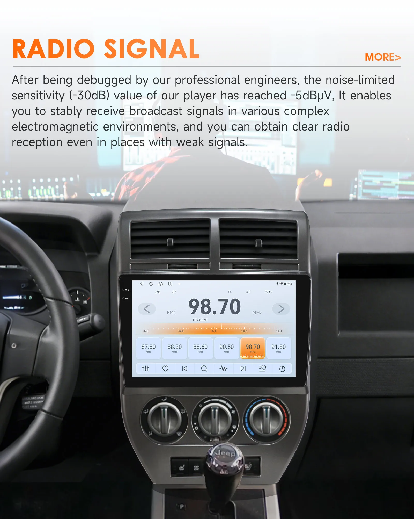 Android Autoradio für Jeep Compass Patriot 2007 - 2009 Multimedia-GPS 4G Carplay