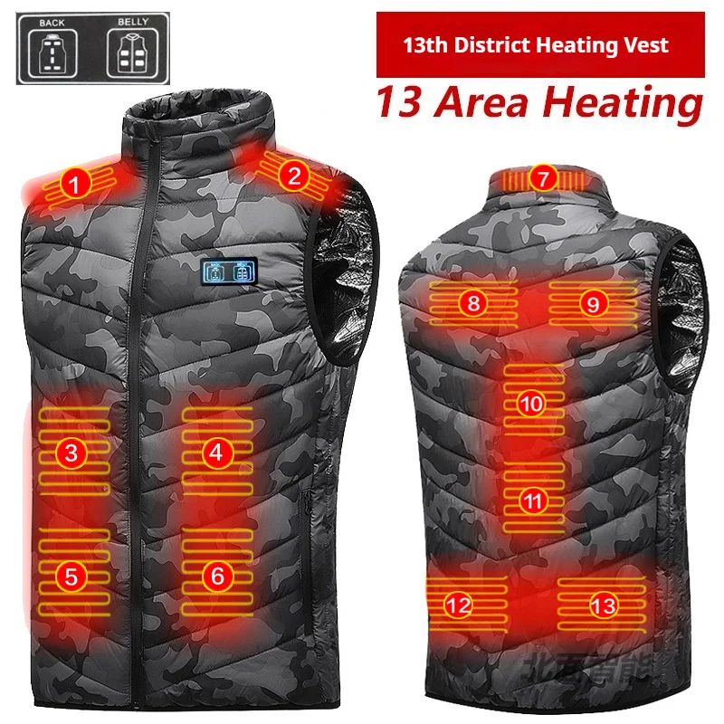 

Heating Vest Smart Warmth Unisex Cotton Camouflage Leisure Wear USB Charging Heating Casual Clothes Trendy Motorcycle Rider Vest