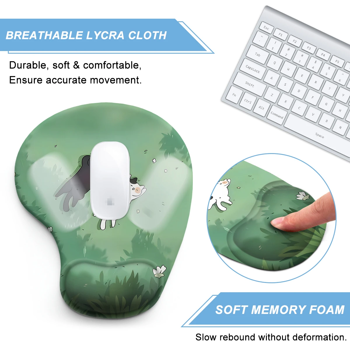 1pc Cute Little Animal Series Pattern Mouse Pad Ergonomic Soft Anti-Slip Wrist Rest Support Mat Computer Mouse Pad For Office PC