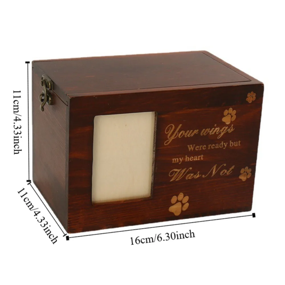 Simple Personalized Pet Commemorative Urn With Photo Frame Keepsake Pet Ash Box Eco Friendly Wooden Photo Frame Urn For Cats
