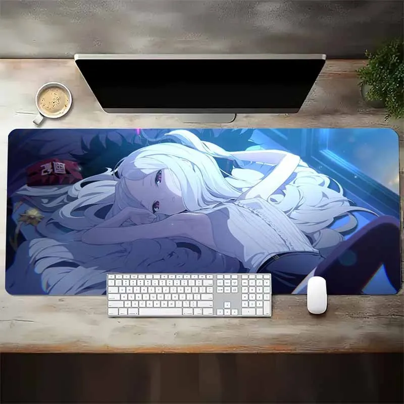 Large Cute Anime Girl Mouse Pad, Non-Slip Washable Rubber Gaming Desk Mat for Laptop PC Office, Smooth Texture Premium Accessory