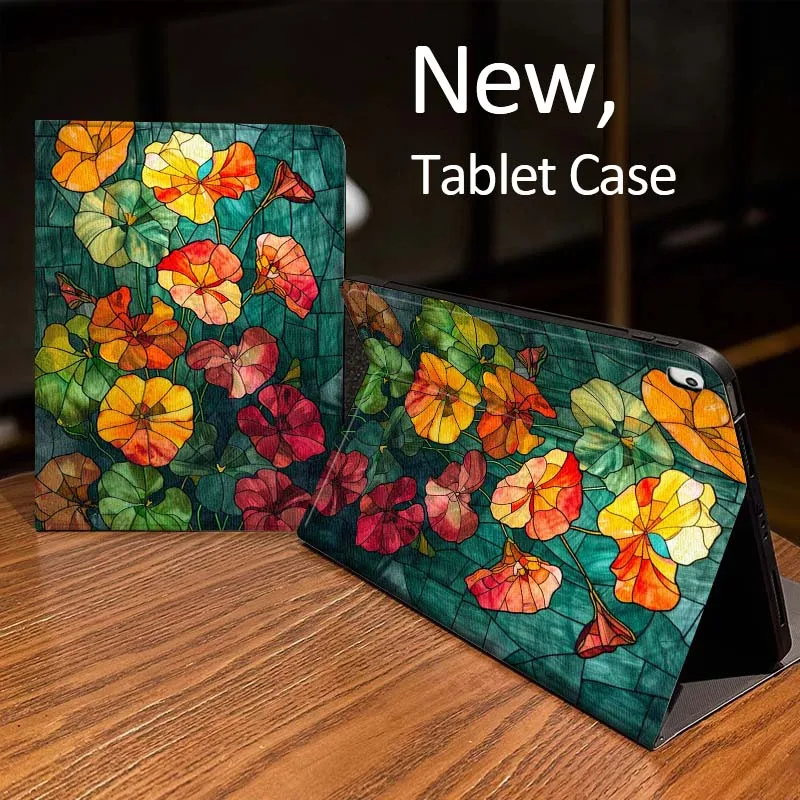 

Stained Glass Flowers Case For iPad Pro 10th 11th 5th 6th 7 8 9 2 gen 11 13 M4 M5 10.2 9.7 12.9 10.5 10.9 Inch Tablet