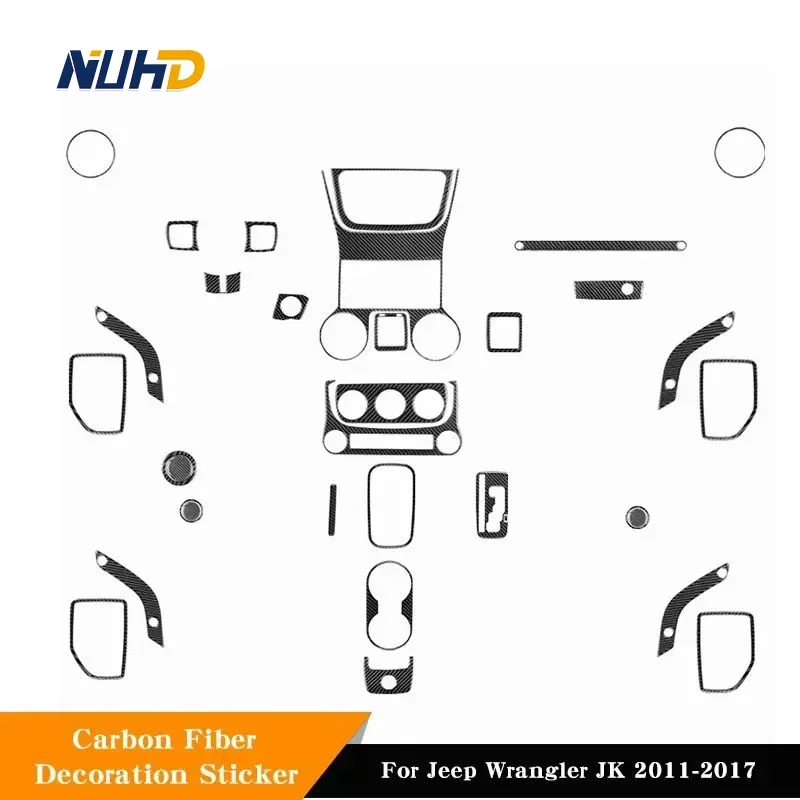 

For Jeep Wrangler JK 2011-2017 Carbon Fiber Car Interior Trim Protector Cover Patch Decoration All-car Stickers Accessories