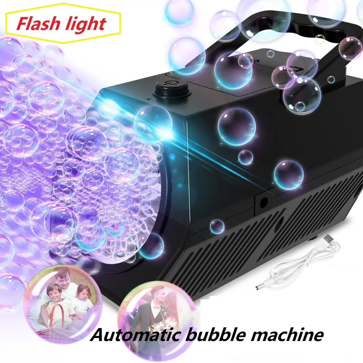 Bubble Machine Upgrade Bubble Blower,50000+ Bubbles Per Minute Automatic Bubble Maker Operated by Plugin or Batteries Portable