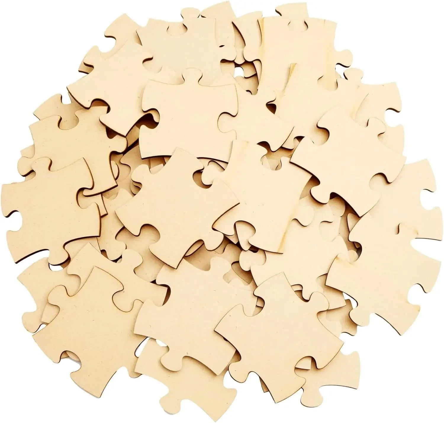 Natural Brown MDF Blank Puzzle Chips Bulk Unpainted Wooden Jigsaw Cutouts For DIY Crafts Art Creation Hand Painted Decorations