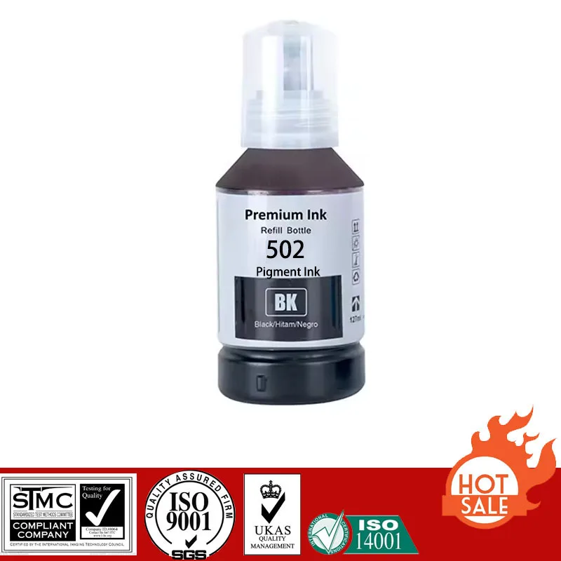 Compatible Refill Pigment Ink For E-502 E502, For Epson ET-2700/ET-2750/ET-2760/ET-2850/ET-3700/ET-3710/ET-3750/ET-3760 Printer