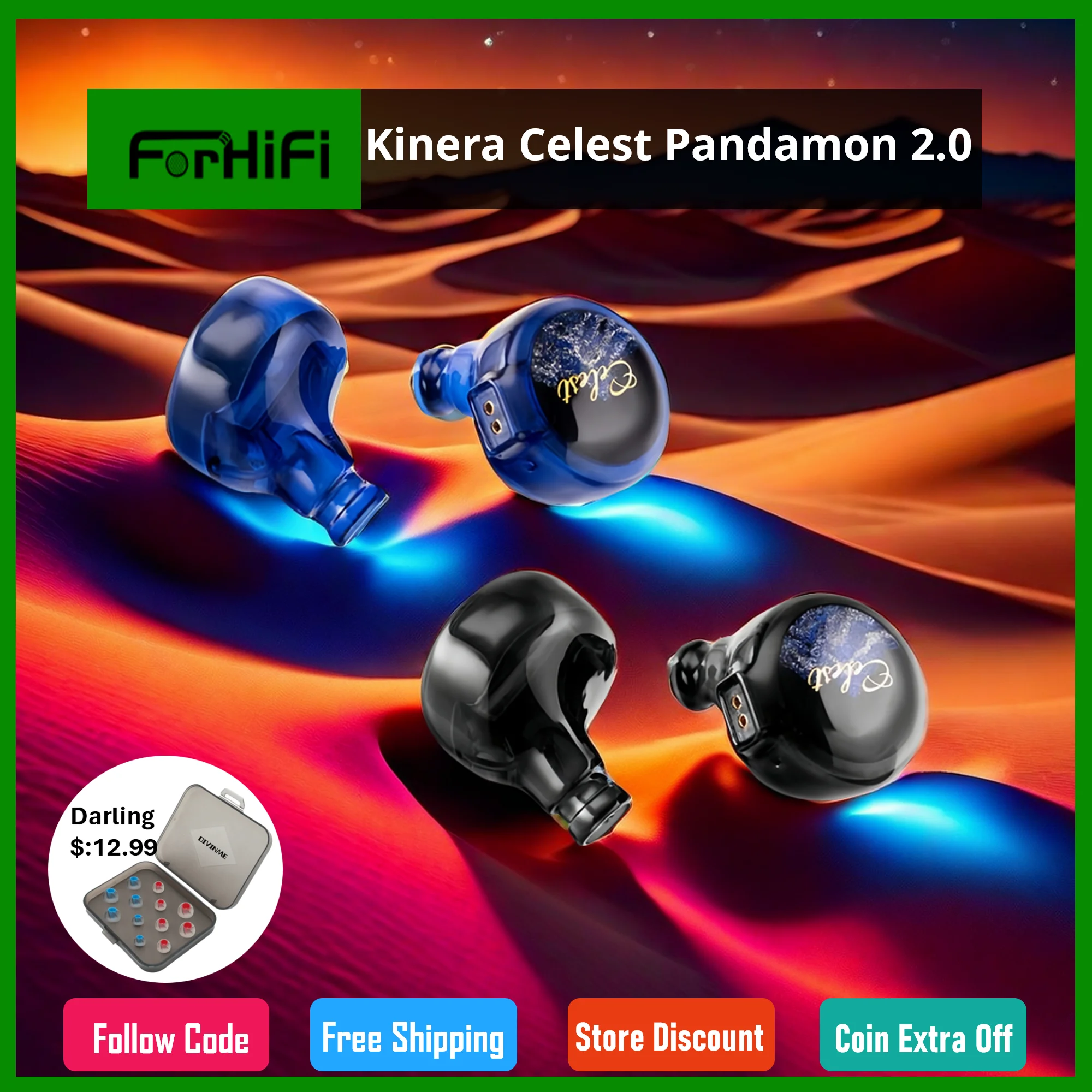 New Kinera Celest Pandamon 2.0 In-Ear Earphone 10mm SPD Square Driver Planar IEMs Monitor 2pin 0.78 Cable Gaming Music Headphone