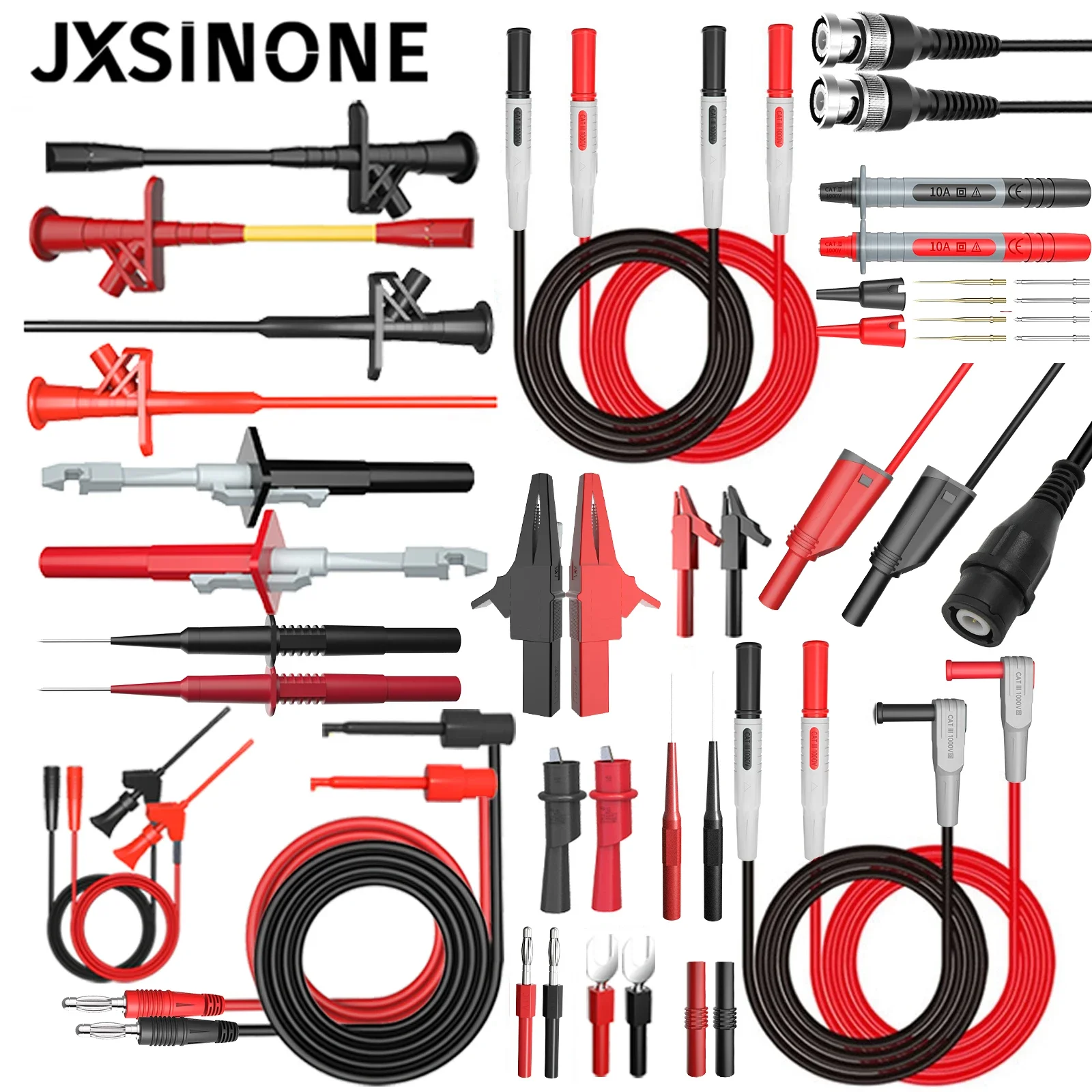 JXSINONE-طقم اختبار متعدد المقاييس ، سلسلة P1600 ، 4 مللي متر ، قابس الموز ، اختبار الكابل ، مسبار IC Hook clip ، مجموعة أدوات إصلاح السيارات