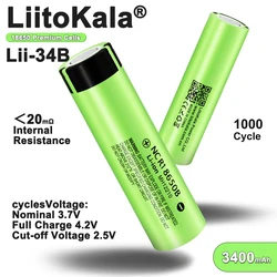 LiitoKala New Original NCR18650B 3.7 v 3400 mah 18650 Lithium Rechargeable Battery Flashlight batteries