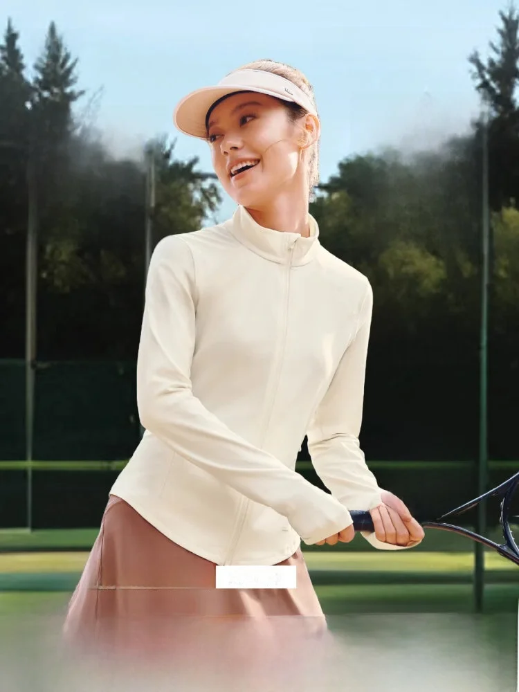 

Женская высокоэластичная спортивная куртка Banana Le для активного отдыха, весна-лето, приталенный крой, воротник-стойка, защита от УФ-излучения, солнцезащитная одежда