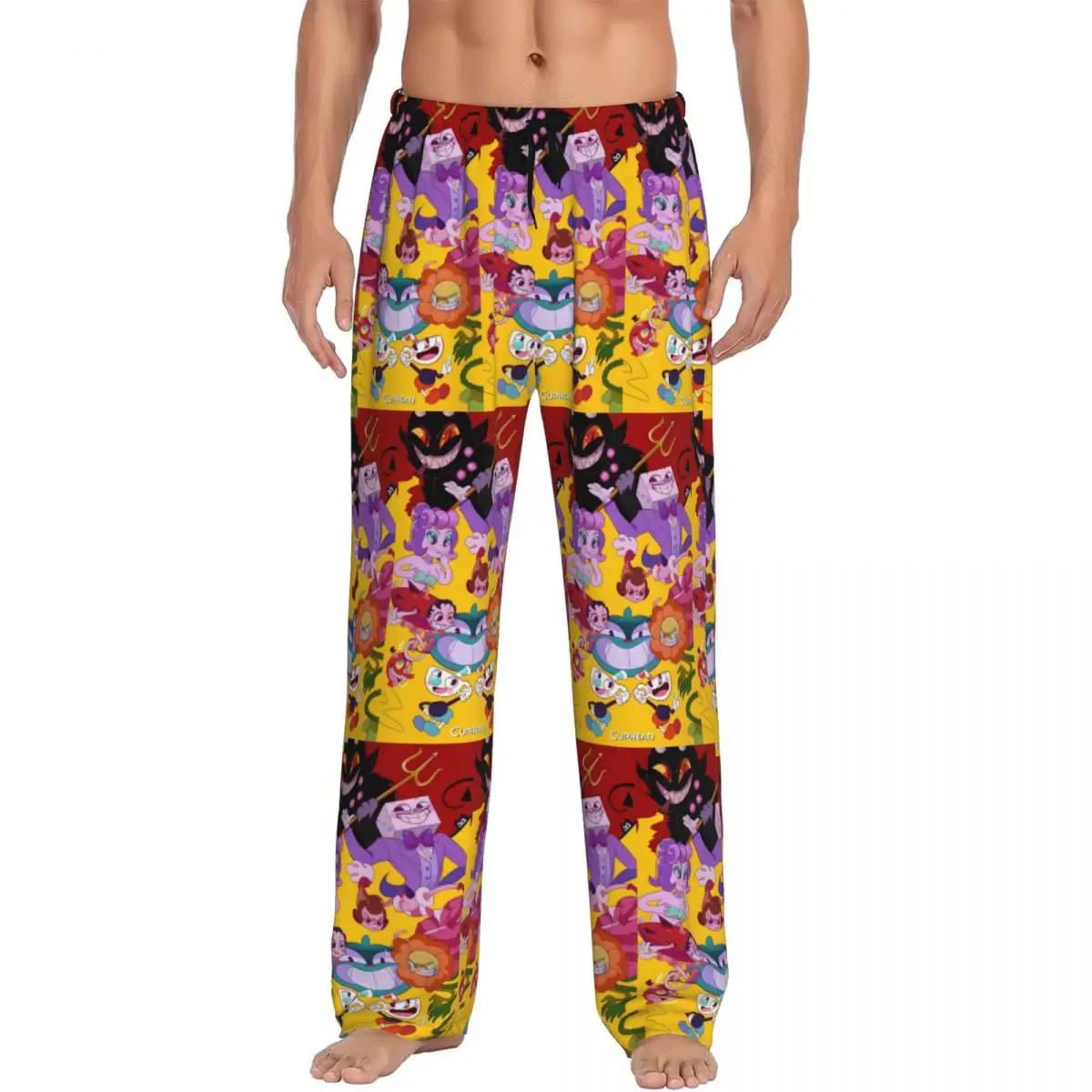 

Custom Cupheads Pajama Pants Men's Shooting Game Sleepwear Lounge Sleep Bottoms Stretch with Pockets