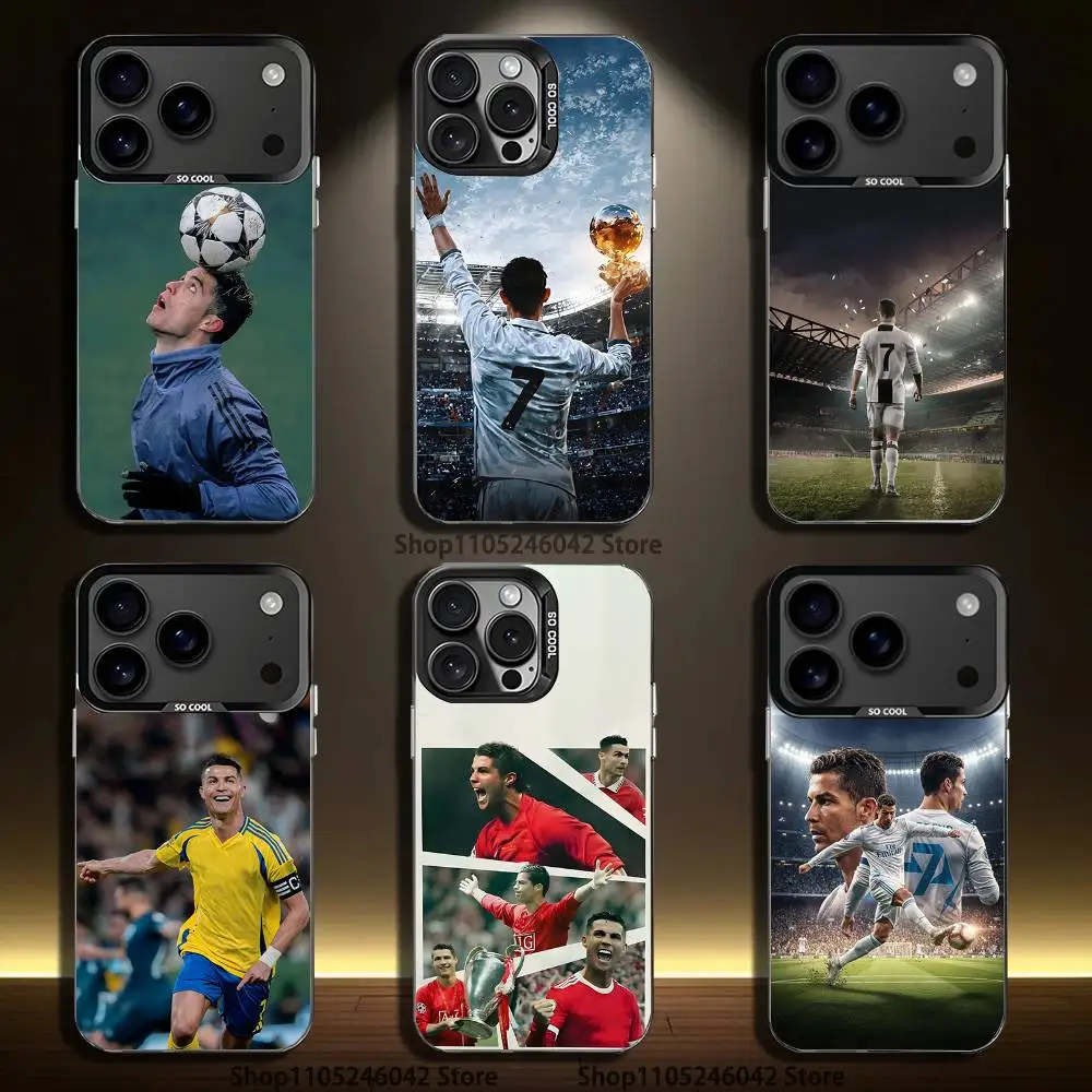 

CR7 Football R-Ronaldo-ES For iPhone 17,16,15,14,13,12,11,Mini,Pro,E,SE4,XS,MAX Black Shockproof Candy Matte Cover