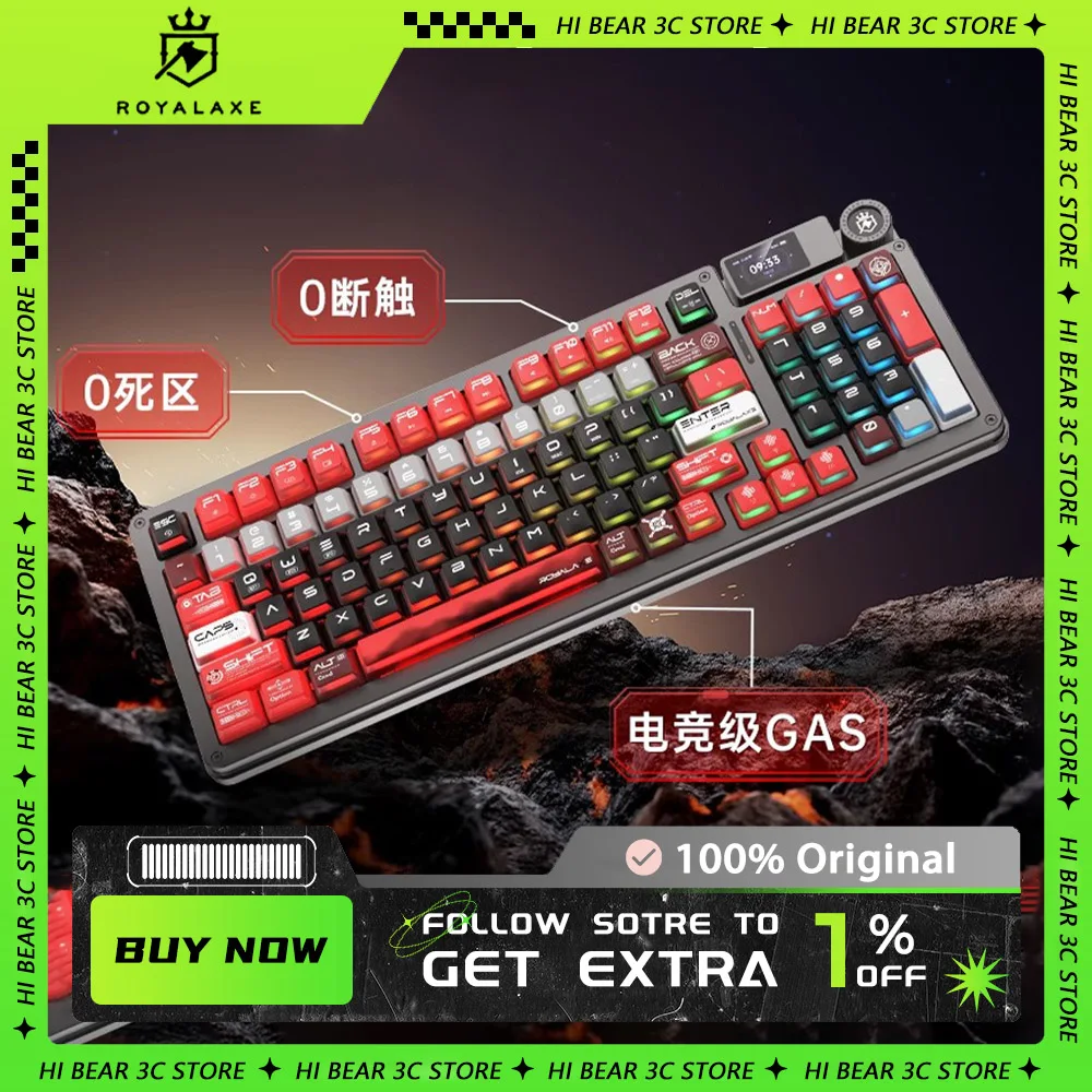 Royal Axe AL98 Magnetic Switch Mechanical Keyboard Tri Mode Wireless Gamer Keyboard RT0.1mm Customized Gaming Accessories Gifts