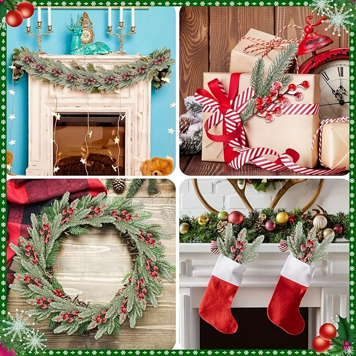 سنو وايت الاصطناعي الصنوبر إبرة التوت باقة عيد الميلاد الديكور لشجرة عيد الميلاد جارلاند زخرفة ديكور المنزل السنة الجديدة لتقوم بها بنفسك هدية #6