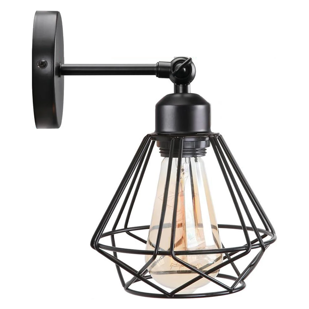

Retro Loft Industrial Iron Wall Lamp Lampshade Vintage Cage Guard Sconce Loft Lighting Fixture Modern Indoor Lighting Wall Light